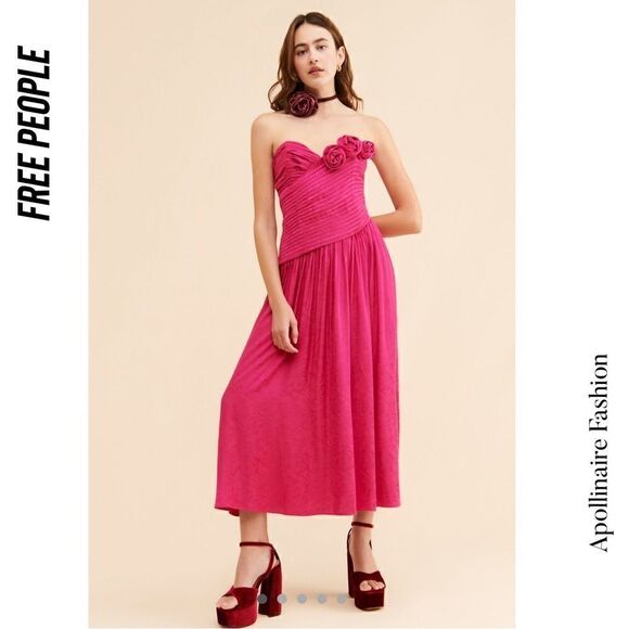 FREE PEOPLE MAKE AN ENTRANCE MAXI DRESS IN PINK NEW Size 0 - Picture 4 of 8
